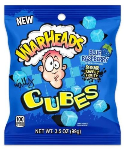 WarHeads Cubes Sour Blue Raspberry Cukorka, zacskós, 99g