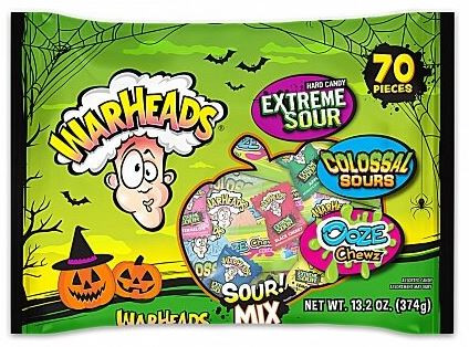 WarHeads Sour Mix 70 pieces Gyümölcsös cukorka válogatás, zacskós, 374g