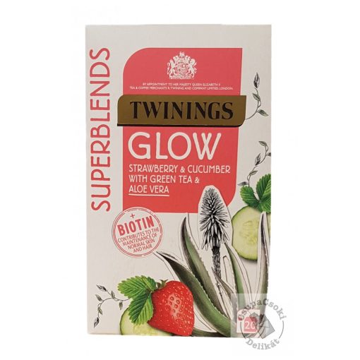 Twinings Glow Zöld tea eperrel, uborkával és aloe verával 20 filter, 40g