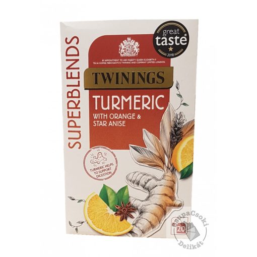 Twinings Turmeric Kurkuma tea naranccsal és csillagánizzsal 20 filter, 40g