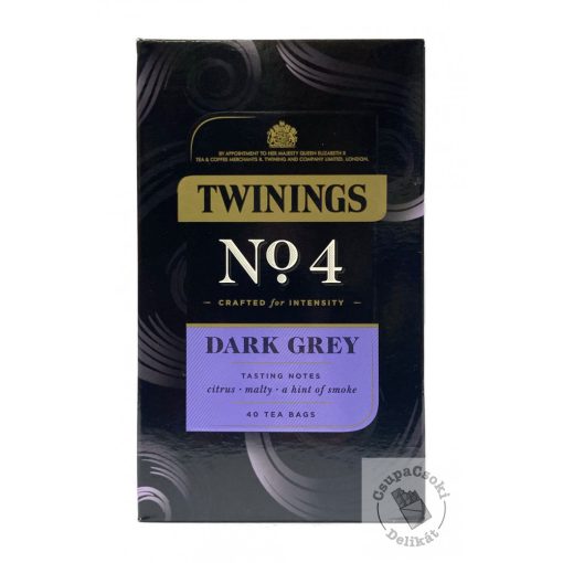 Twinings No4 Dark Grey Fekete Earl Grey tea 40 filter, 80g