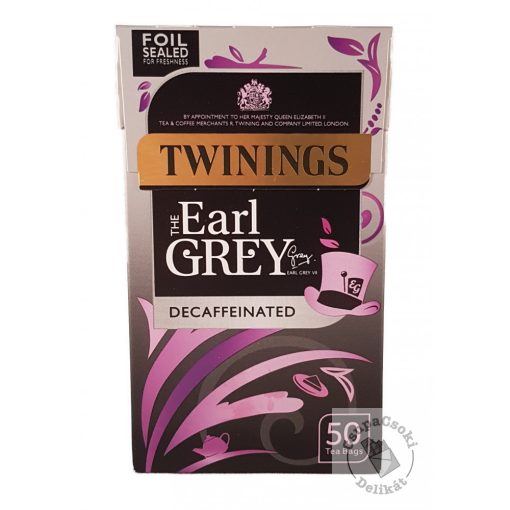 Twinings Earl Grey Koffeinmentes fekete tea 40 filter, 100g
