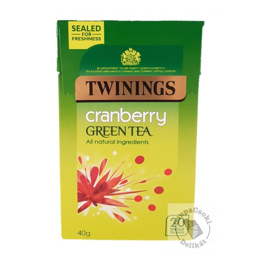 Twinings Cranberry Zöld tea vörösáfonya ízesítéssel 20 filter, 40g