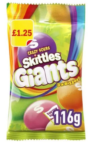 Skittles Giants Sours Cukorka savanyú ízesítéssel 116g