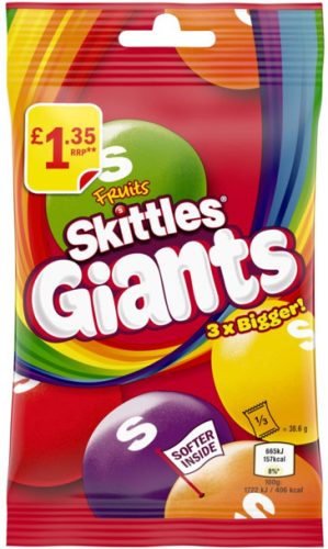 Skittles Fruits Giants Cukorka gyümölcsös ízesítéssel 116g