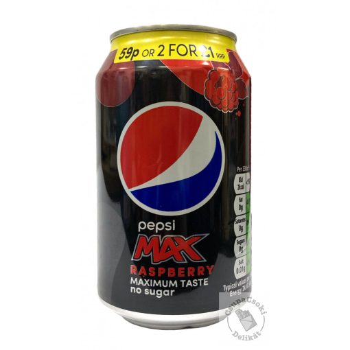 PepsiMax Cukormentes málnás szénsavas üdítő édesítőszerekkel 330ml 