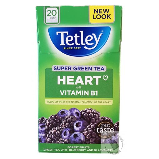 Tetley Super Green Heart B1 Zöld tea B1 vitaminnal, áfonyával és szederrel 20 filter 40g