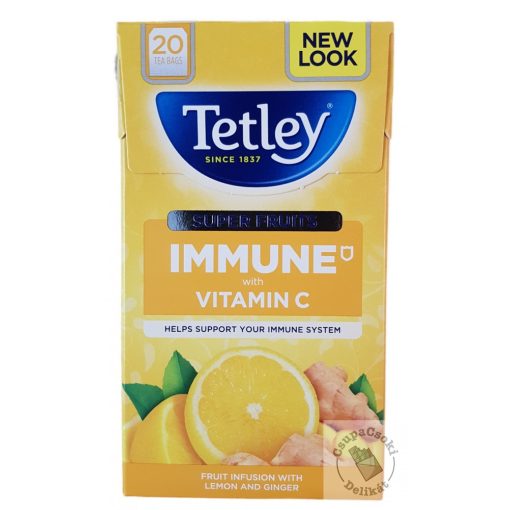 Tetley Super Fruits Immune C Gyümölcs tea C vitaminnal, citrommal és gyömbérrel 20 filter 40g