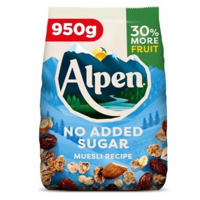 Alpen No Added Sugar Müzli mazsola-mandula-mogyoró 950g