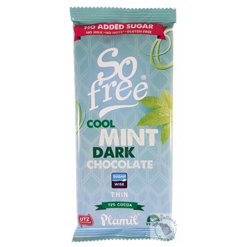 So Free Mint Dark 72% Tejmentes, gluténmentes mentás étcsokoládé hozzáadott cukor nélkül 80g