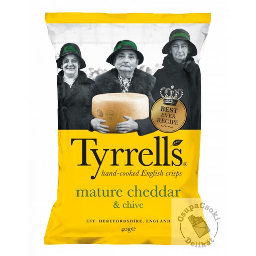 Tyrrell’s Burgonyachips chedar sajttal és snidlinggel 40g