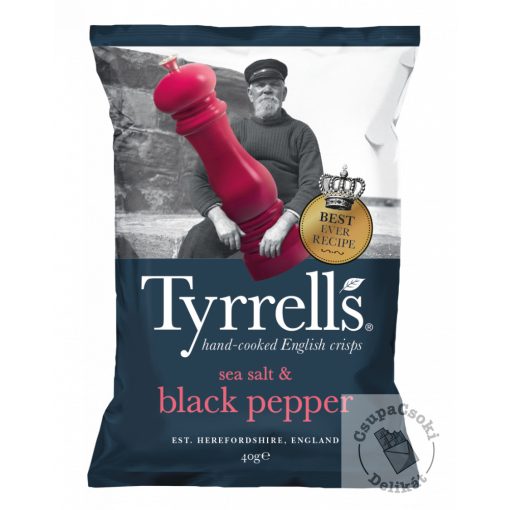 Tyrrell’s Burgonyachips tengeri sóval és tört fekete borssal 40g