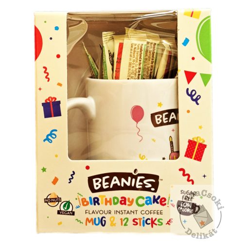 Beanies Bögre Ajándékcsomag Birthday  + Ízesített instant kávé 12 tasak 24g
