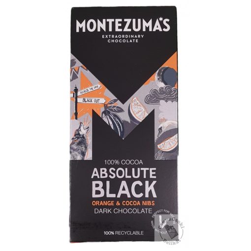 Montezuma's Absolute Black Orange&Cocoa Nibs Vegan Étcsokoládé 90g