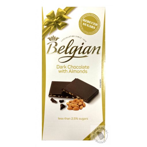 Belgian Dark No Sugar mandulás étcsokoládé 100g