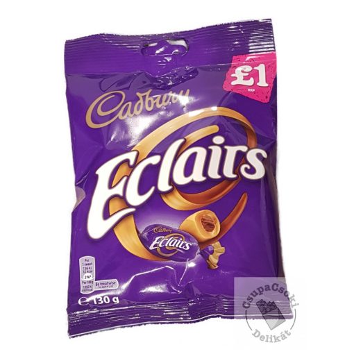 Cadbury Eclairs Csokoládékrémmel töltött karamell cukorka 130g