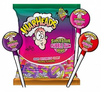 WarHeads Sour Bubblegum Pops Original Flavours Nyalóka 105g