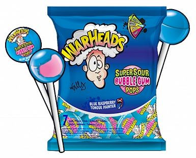 WarHeads Sour Bubblegum Pops Blue Raspberry Nyalóka 105g