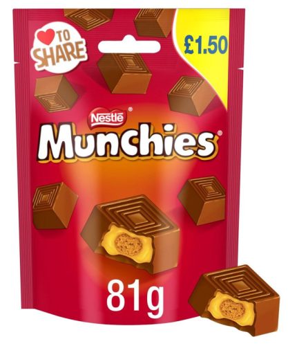 Munchies Tejcsokoládé kockák karamellel töltve 81g