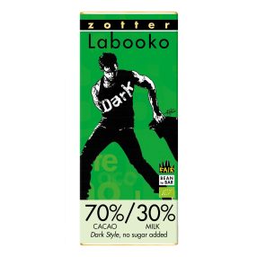   Zotter Labooko 70%-30% Milk Chocolate Dark Style, no sugar added 65g
