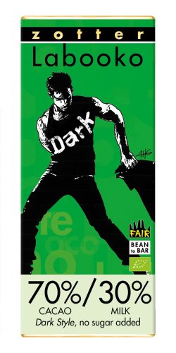 Zotter Labooko 70%-30% Milk Chocolate Dark Style, no sugar added 65g