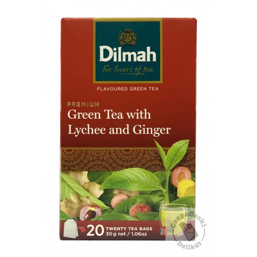 Dilmah Green with Lychee and Ginger Zöld tea lychee-vel és gyömbérrel 20x1,5g