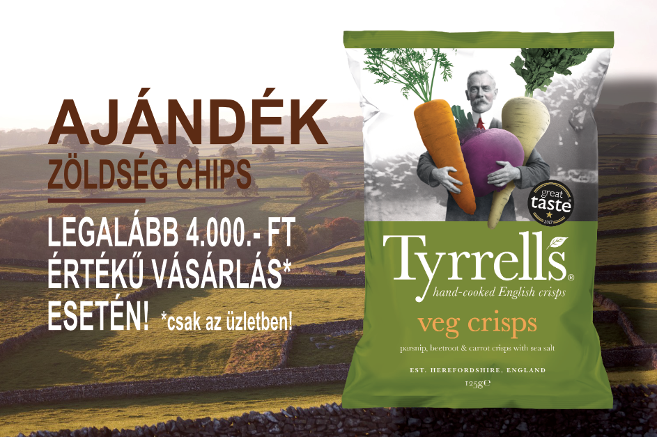 Ajándék Tyrrell's zöldség chips 4000.- Ft vásárlás felett